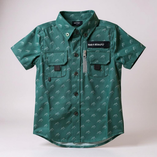 Fishing Shirt Green Mountains Button Up