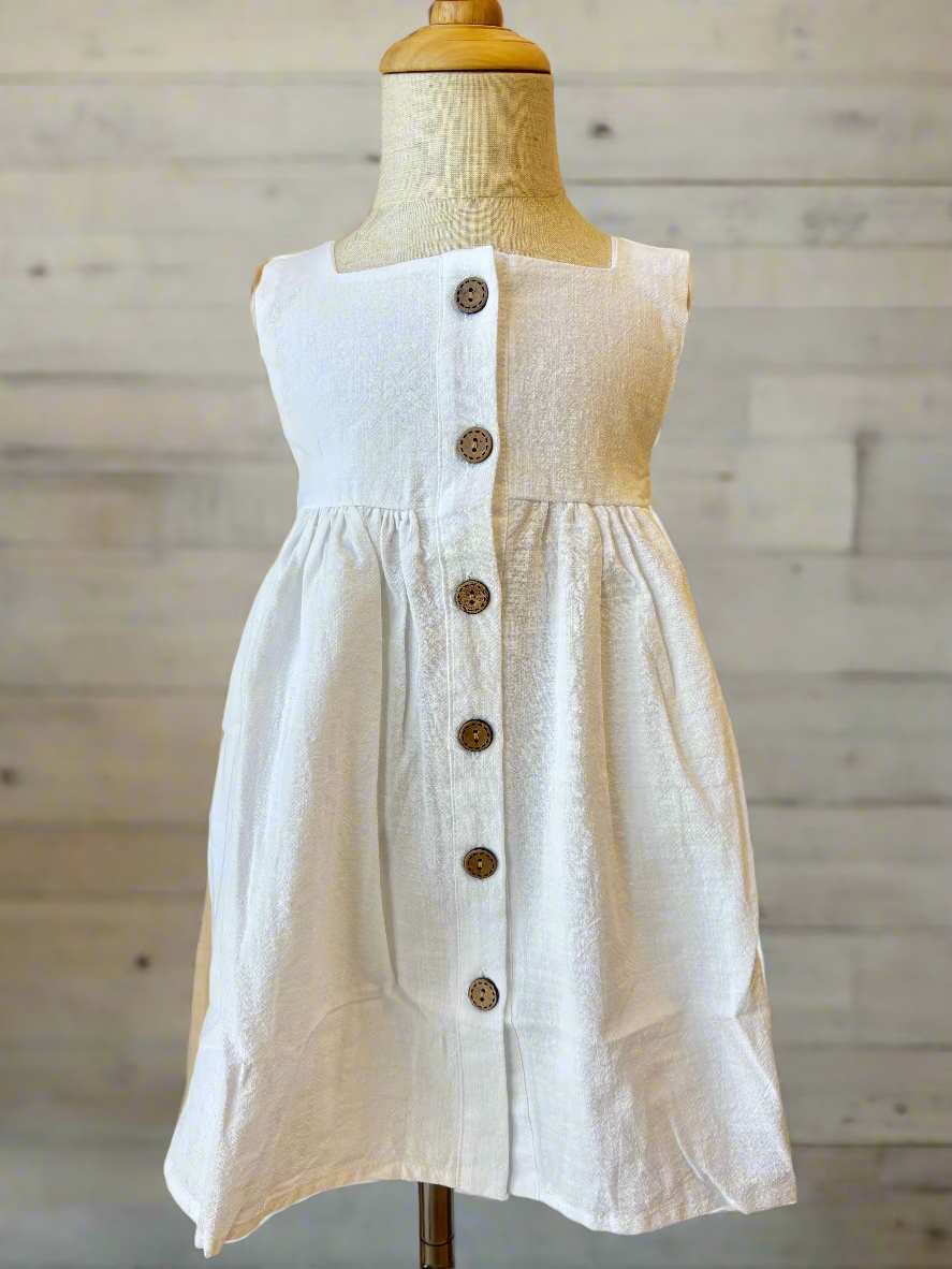 White Cotton Babydoll Button Dress