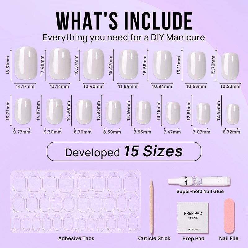 Classic Pearl White Short Square Press On Nails Nail Pop Studio