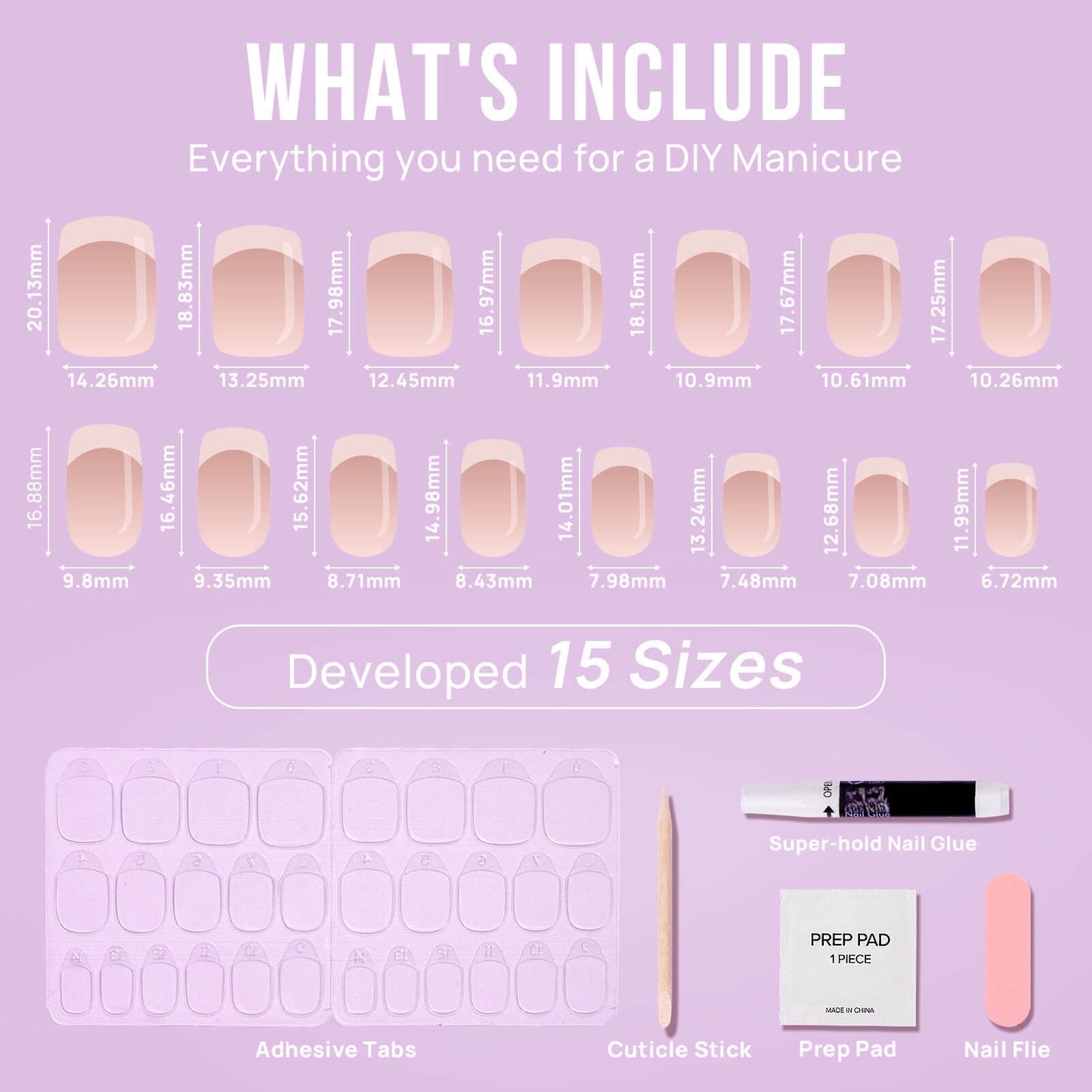 Classic French Square Long Lasting Press On Nails Nail Pop Studio