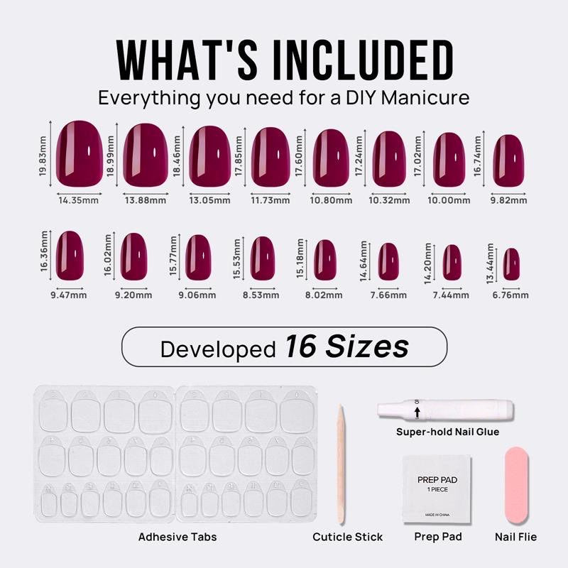 Grape Red Oval Long Lasting Press On Nails Press-On Nails Nail Pop Studio