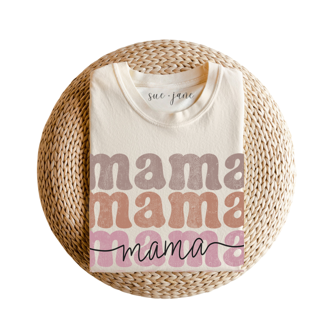 Organic Cotton Distressed Mama Tee Sue and Jane