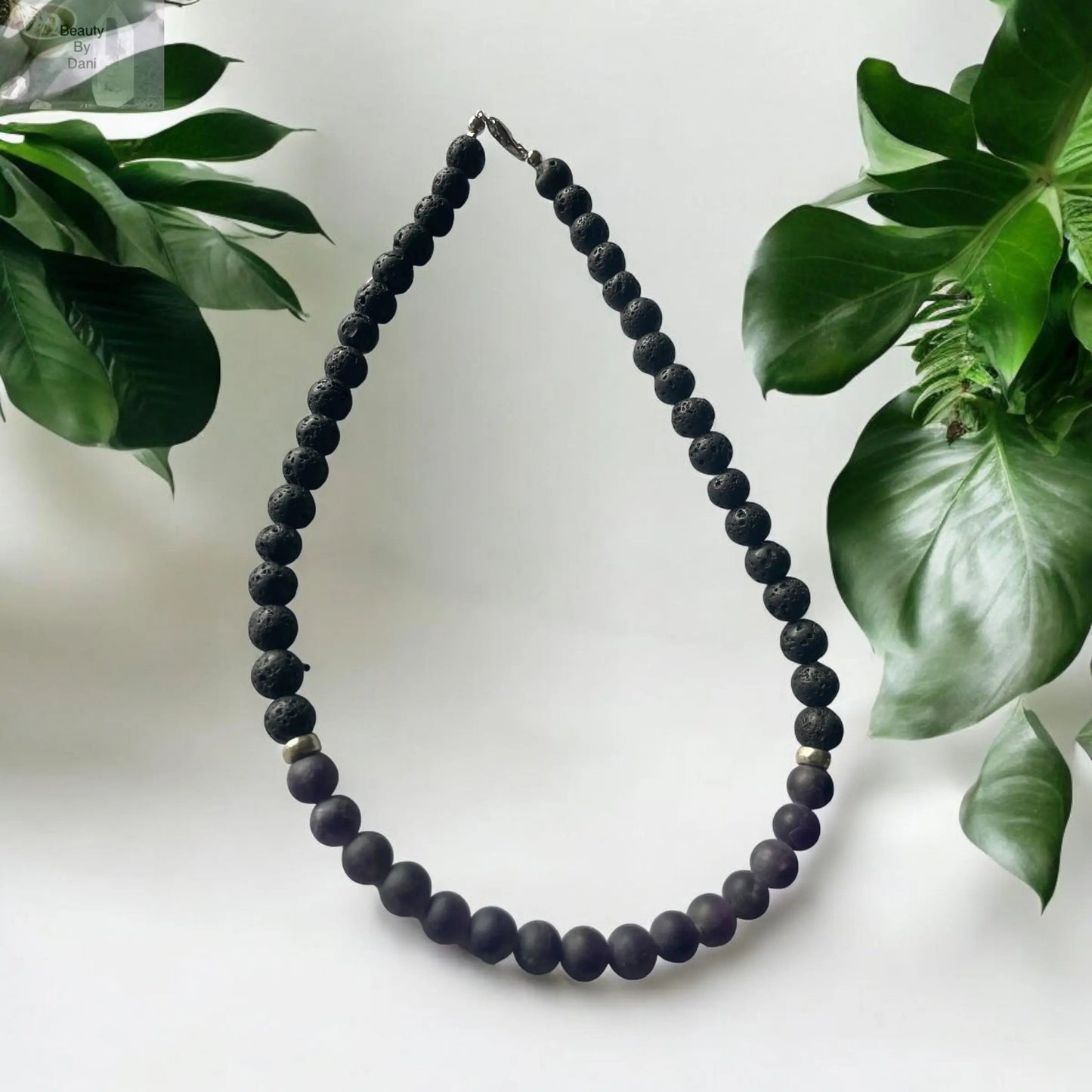 Lava and Amethyst Grounding Healing Necklace Beauty by Dani