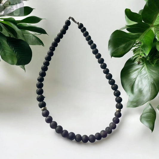 Lava and Amethyst Grounding Healing Necklace Beauty by Dani