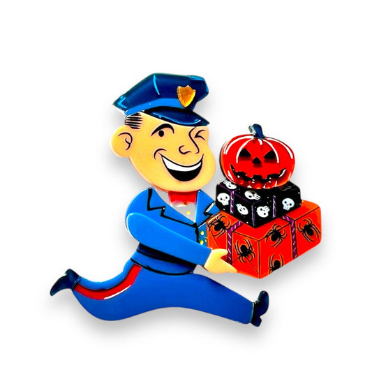 Halloween Happy Mail Brooch Durable Acrylic Accessory 50's Vintage Dame x Lipstick & Chrome