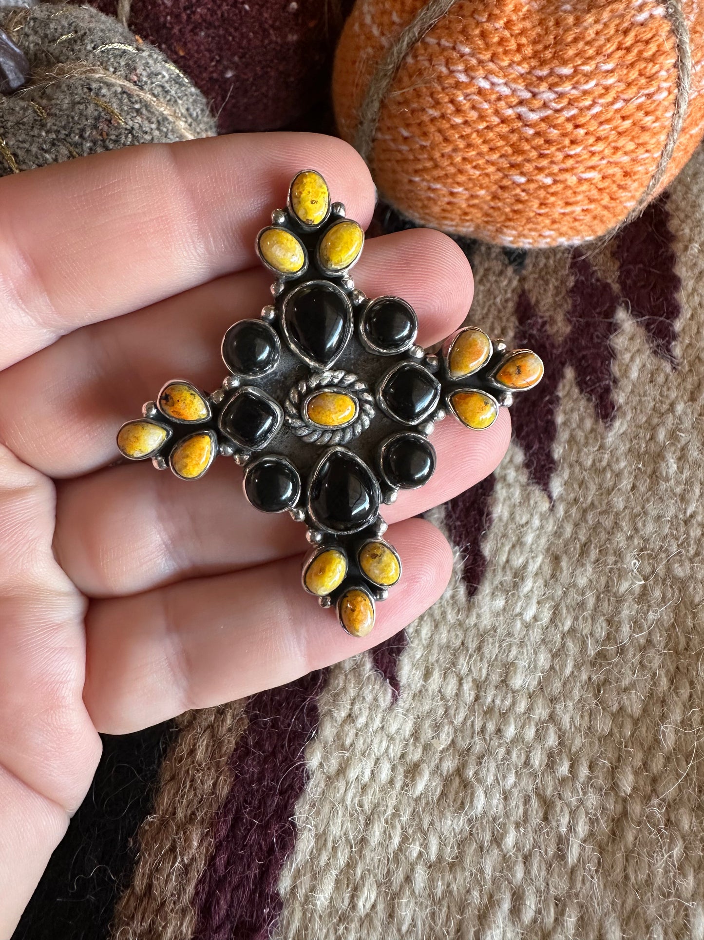 Black Onyx Bumble Bee Adjustable Ring Halloween Collection Nizhoni Traders LLC