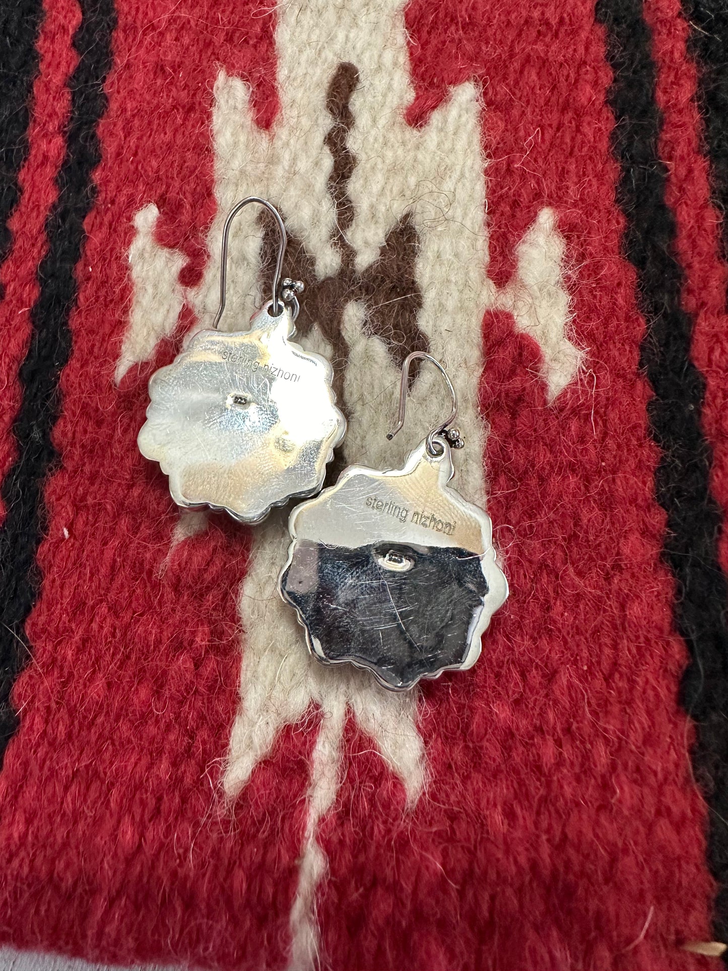 Black Onyx Orange Mojave Sterling Silver Dangle Earrings Nizhoni Traders LLC