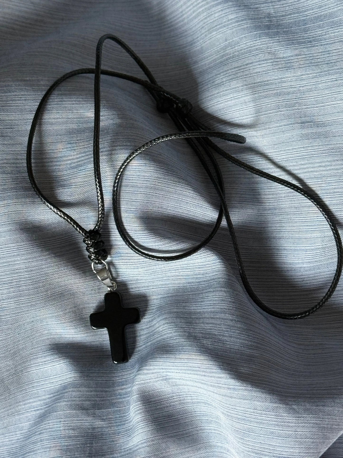 Onyx Adjustable Cord Cross Necklace Beauty by Dani