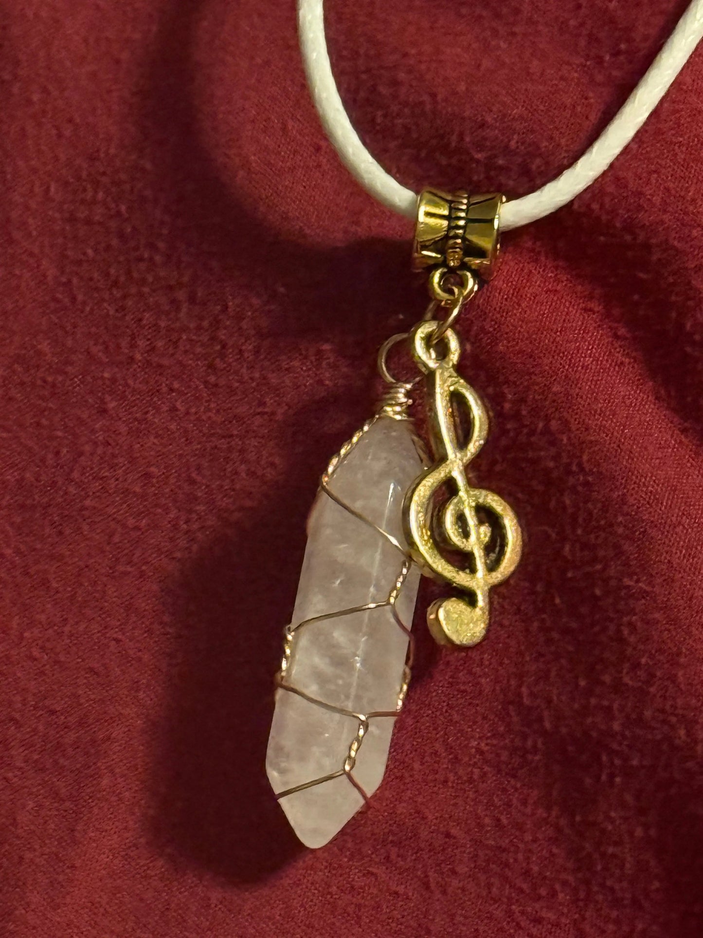 Goldtone Wire Wrap Clear Quartz Necklace