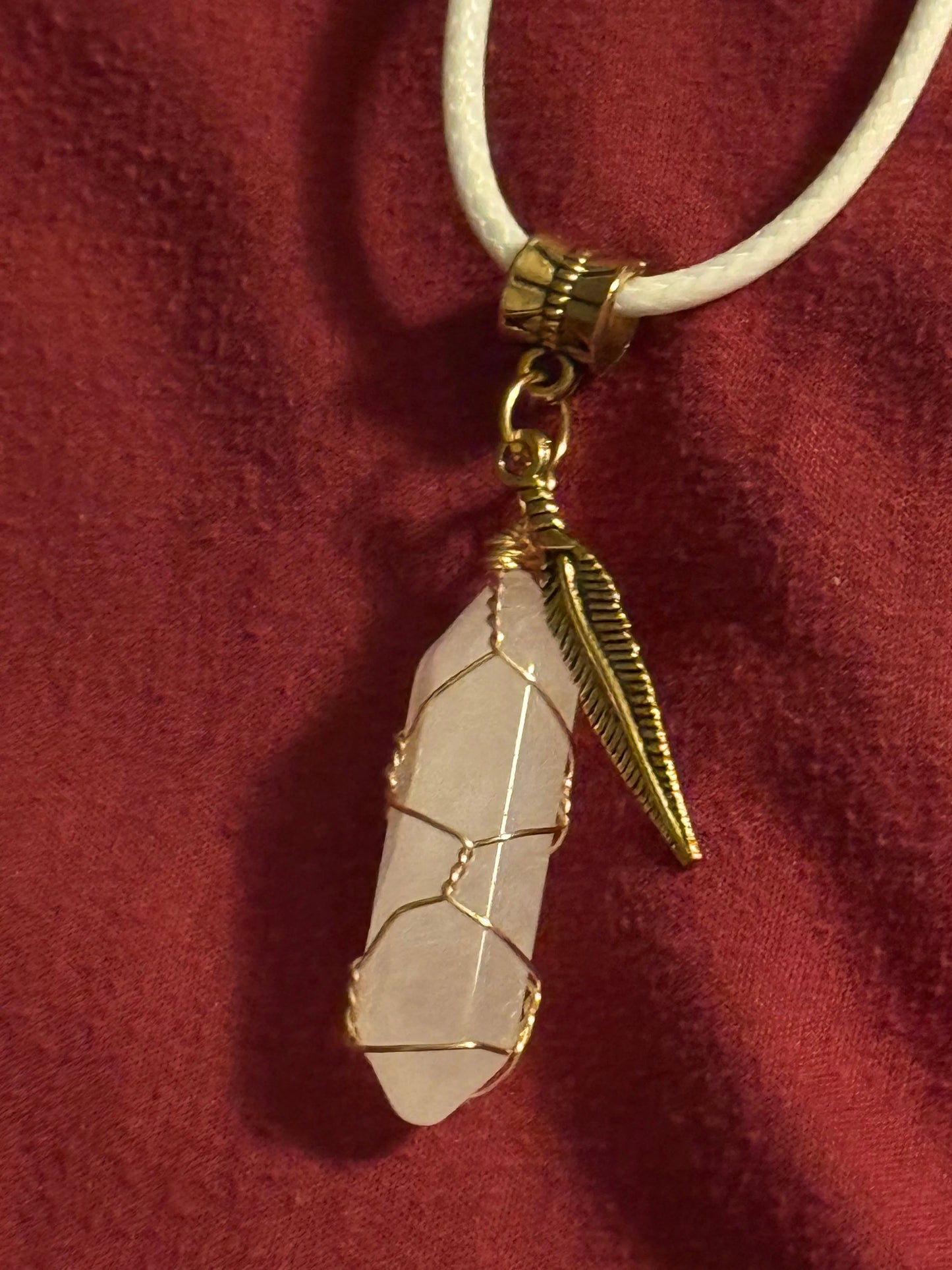 Goldtone Wire Wrap Clear Quartz Necklace