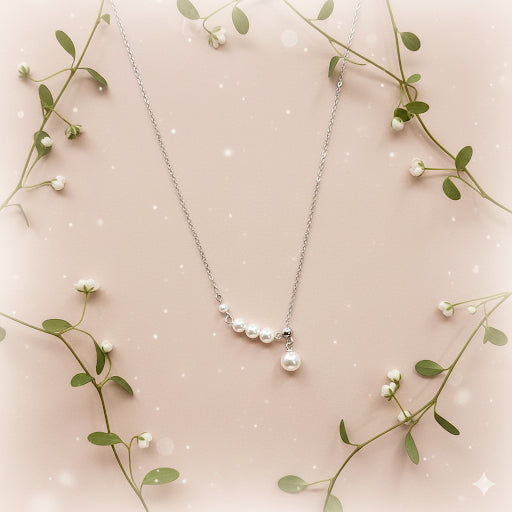 Sterling Silver Pearl Chain Necklace Elegant Delicate Pearl Jewelry