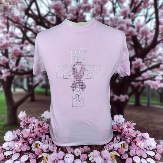 Breast Cancer Awareness Rhinestone T-Shirt Stylish Tee Beauty by Dani
