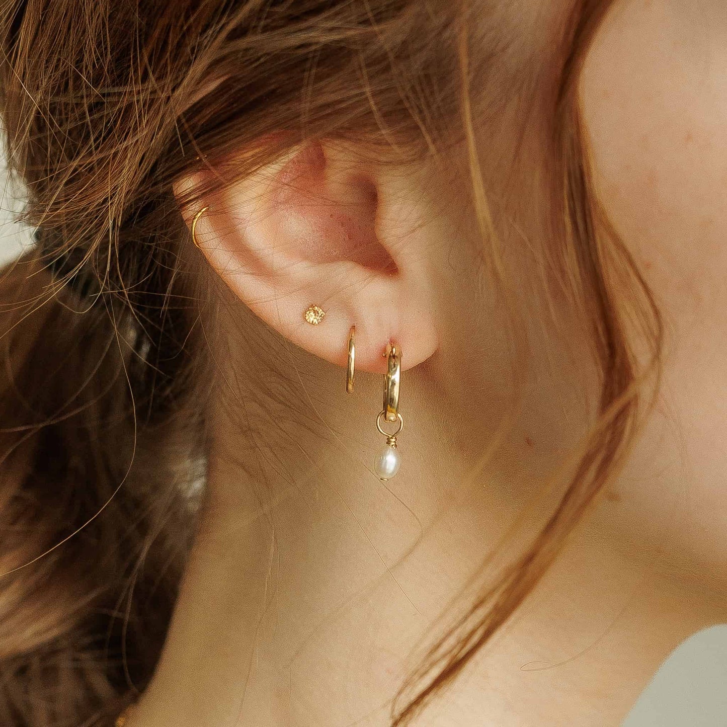 Single Pearl Cultured Freshwater Charm for 14k Gold Filled Hoops