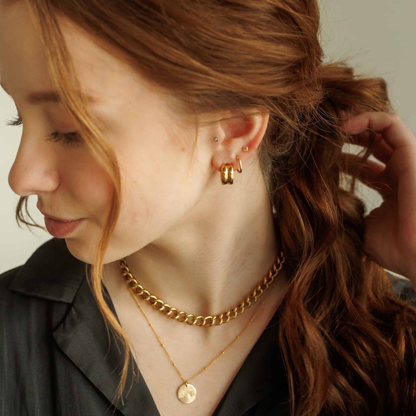 Gold 14k Plated Huggie Hoop Earrings