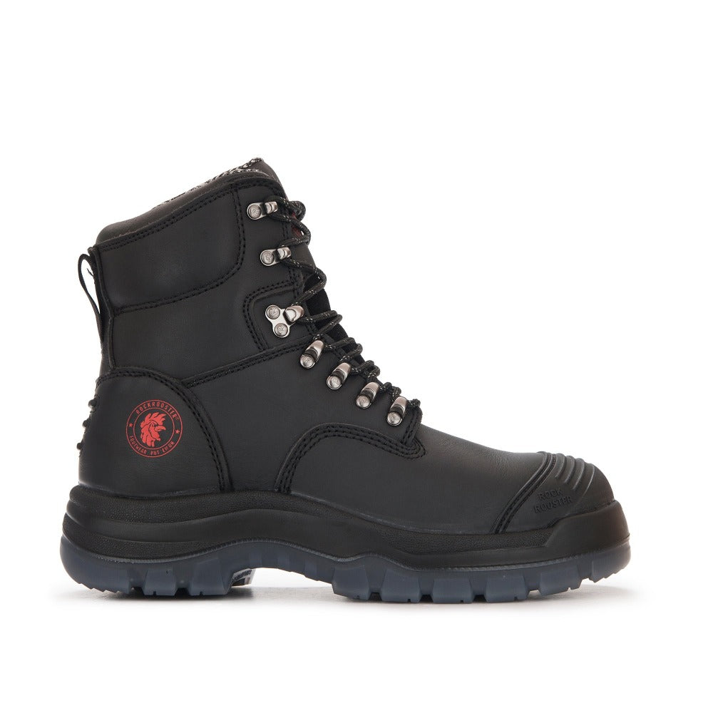 Kensington Black 7 inch Zip-sided Steel Toe Leather Work Boots ROCKROOSTER