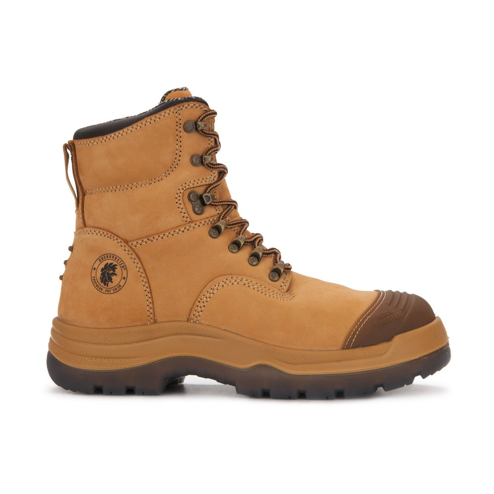 Kimberly Tan 7 inch Zip-sided Steel Toe Leather Work Boots ROCKROOSTER
