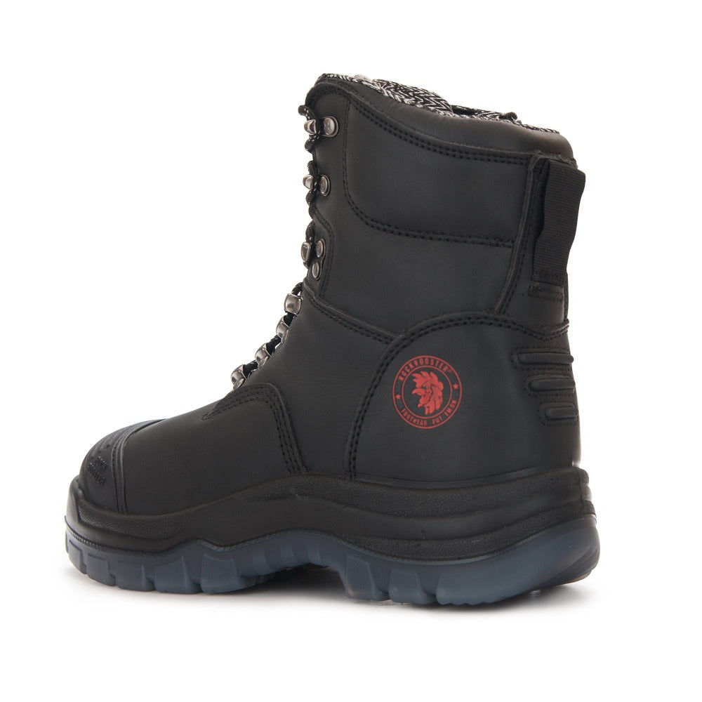 Kensington Black 7 inch Zip-sided Steel Toe Leather Work Boots ROCKROOSTER