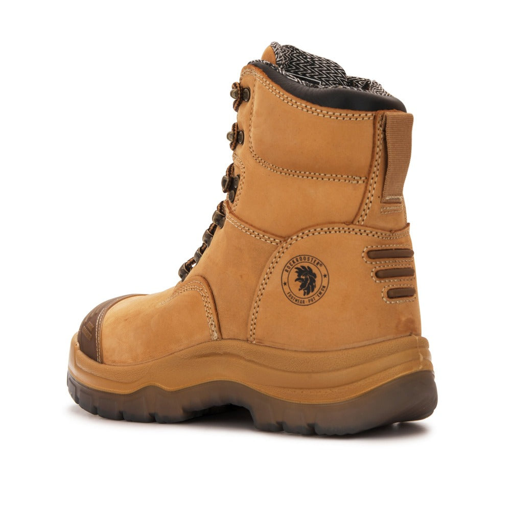 Kimberly Tan 7 inch Zip-sided Steel Toe Leather Work Boots ROCKROOSTER