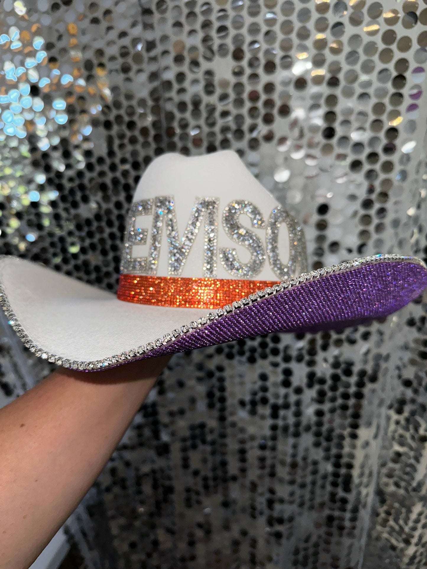 Clemson Hat White Straw Rhinestone Cowgirl Hat