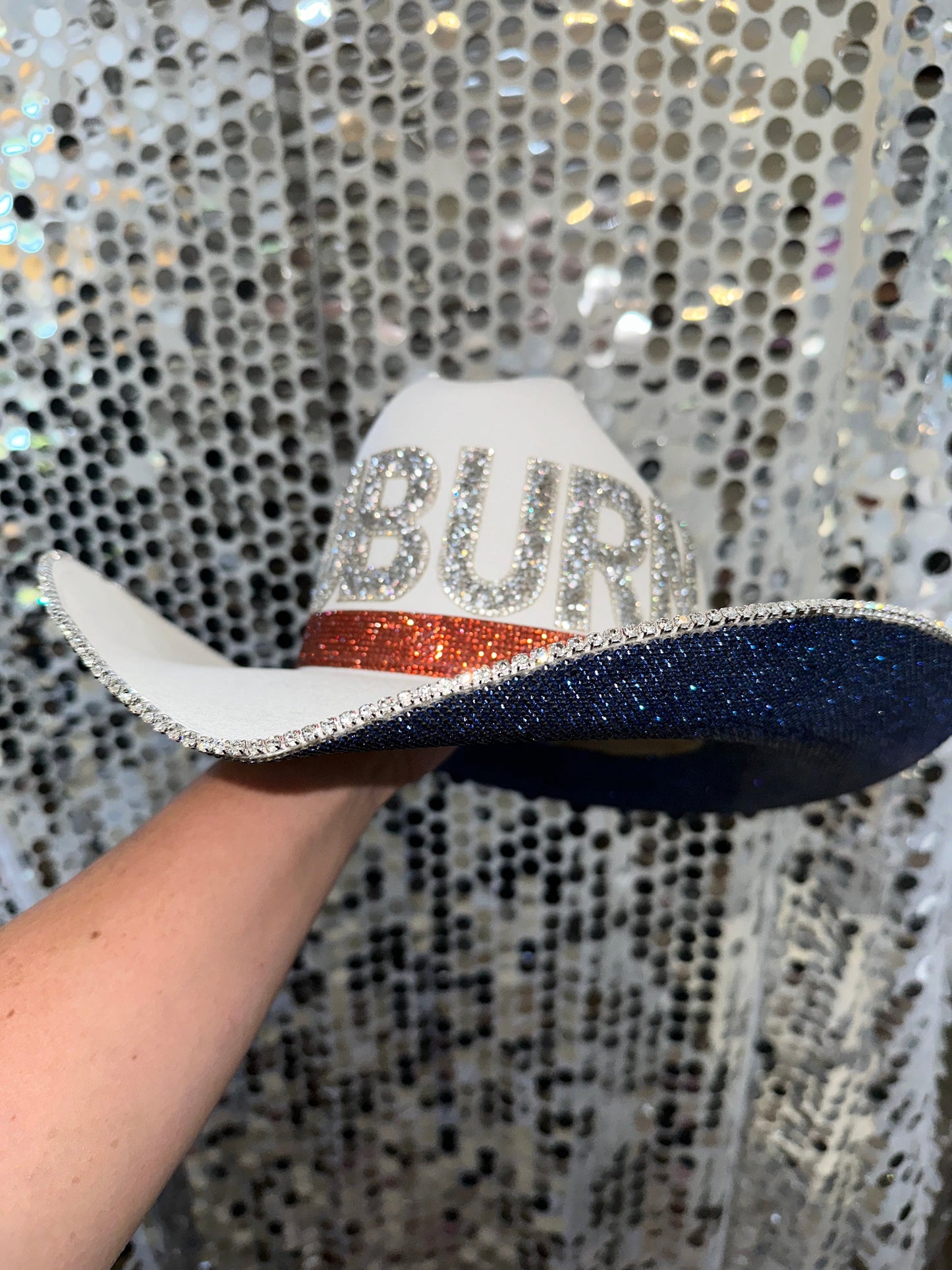 Auburn University Rhinestone White Straw Hat