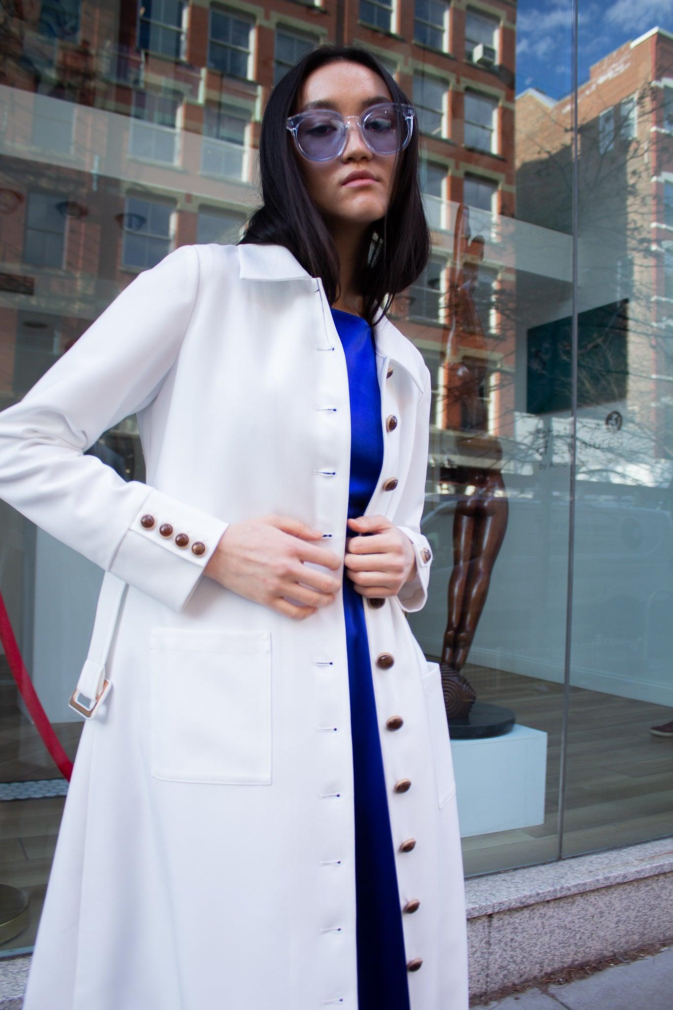 White Coat Elegant Long Coat Monique Women’s Le Reussi