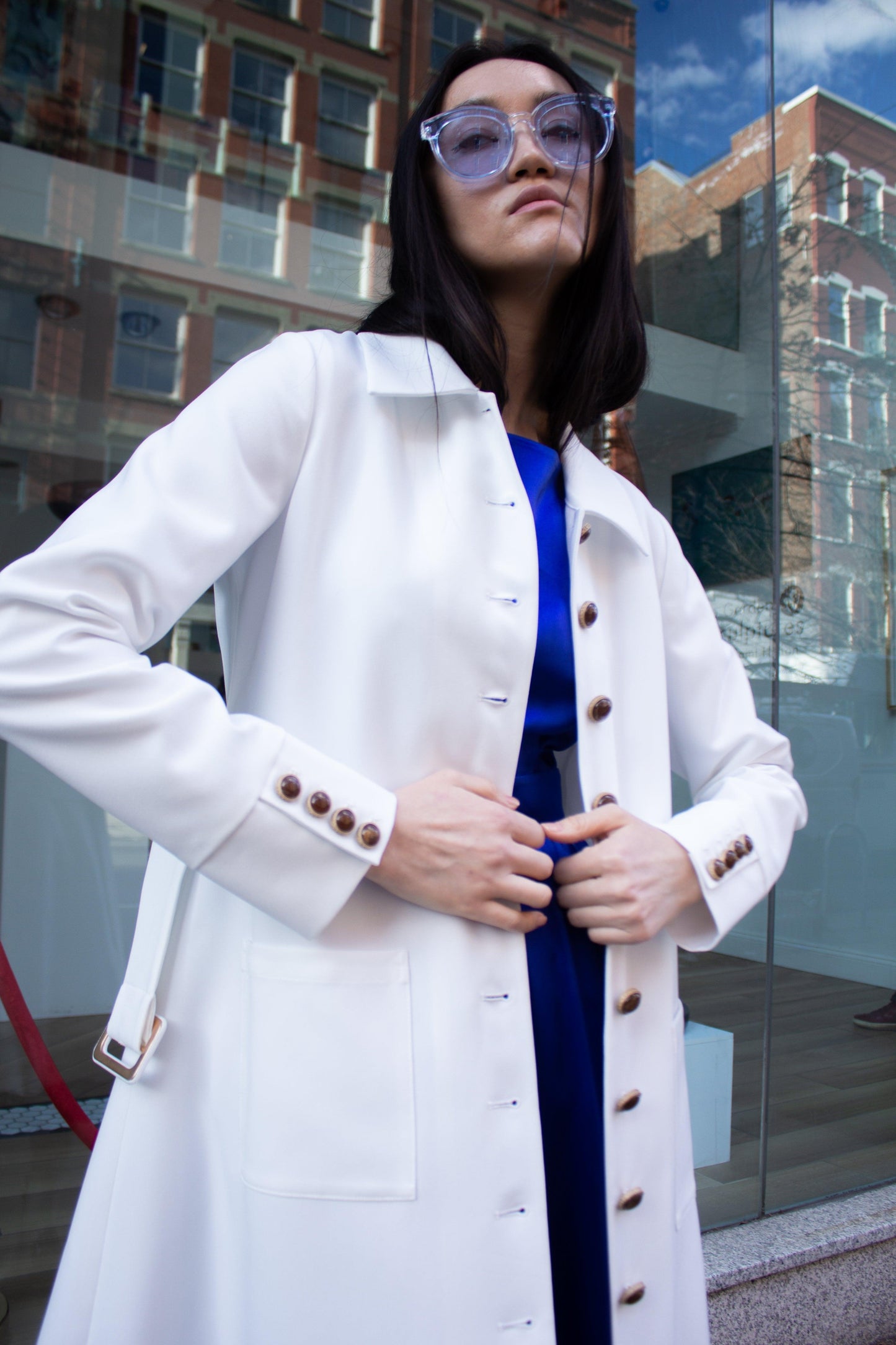 White Coat Elegant Long Coat Monique Women’s Le Reussi