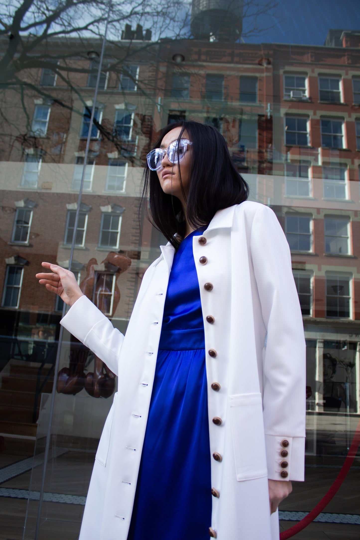White Coat Elegant Long Coat Monique Women’s Le Reussi