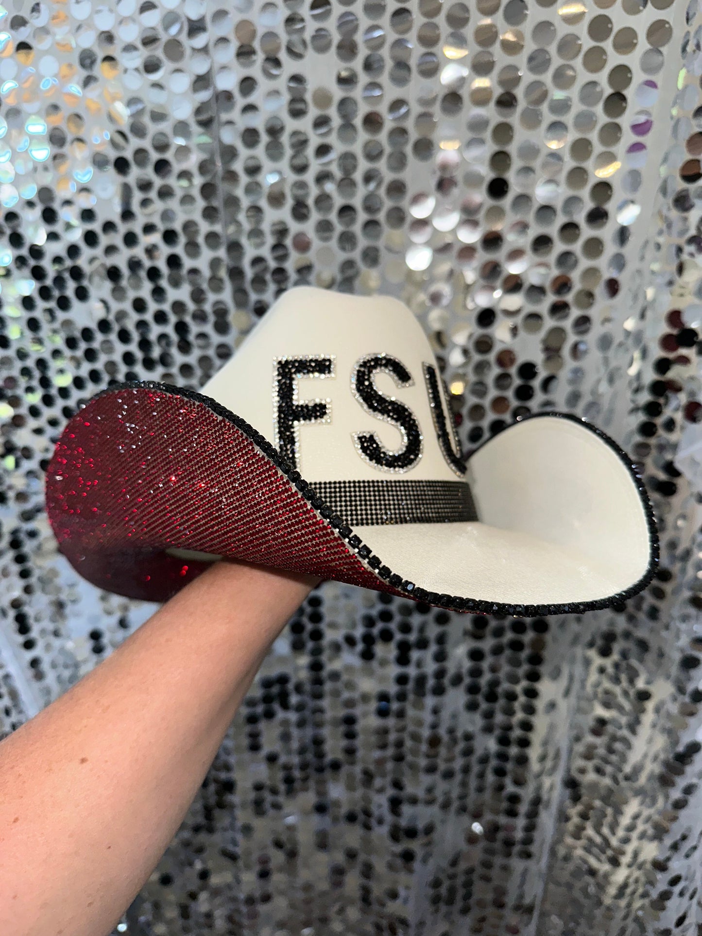 Florida State University Maroon Rhinestone Sand Straw Hat Rhinestone Cowgirl