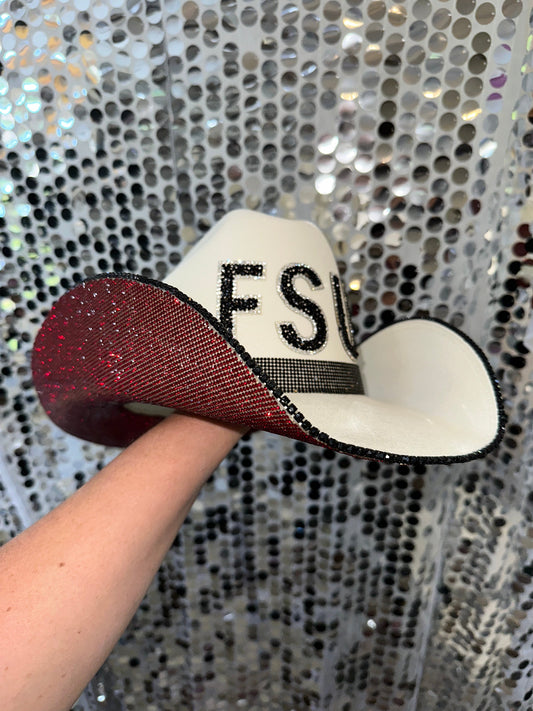 Florida State University Maroon Rhinestone Sand Straw Hat Rhinestone Cowgirl