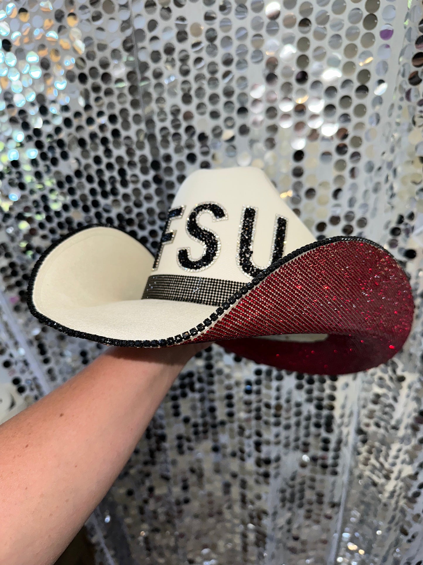 Florida State University Maroon Rhinestone Sand Straw Hat Rhinestone Cowgirl