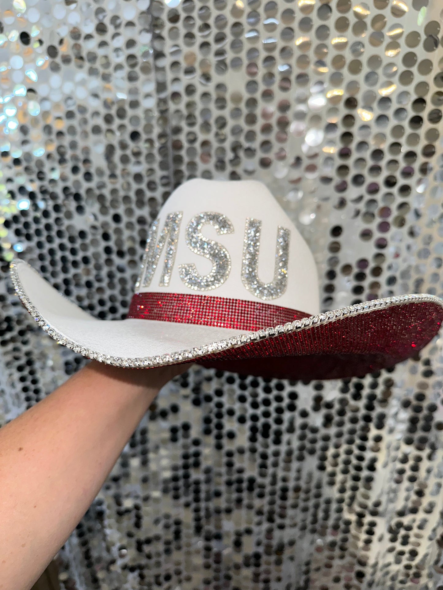 Mississippi State University Maroon Rhinestones Straw Hat Rhinestone Cowgirl