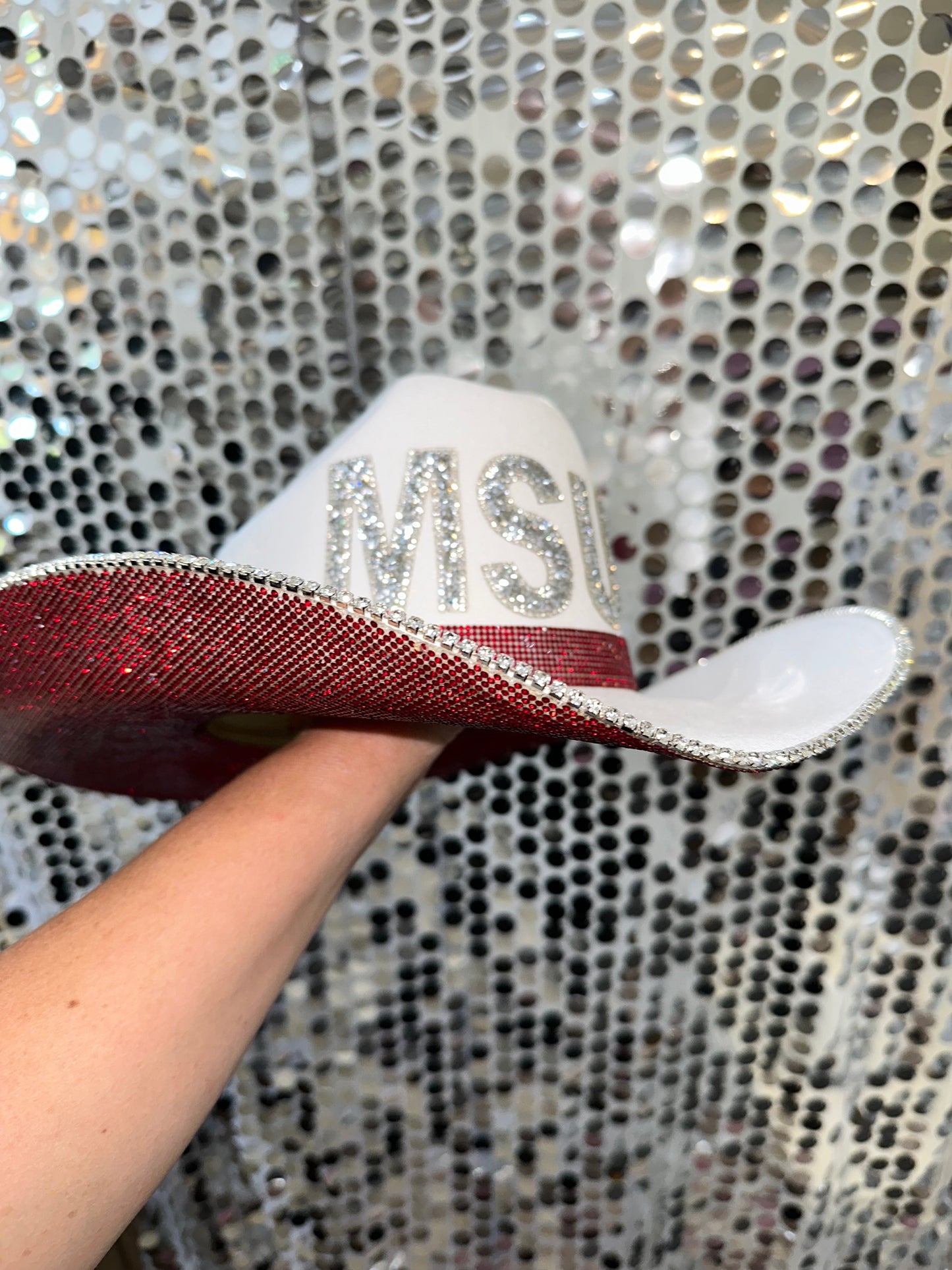 Mississippi State University Maroon Rhinestones Straw Hat Rhinestone Cowgirl