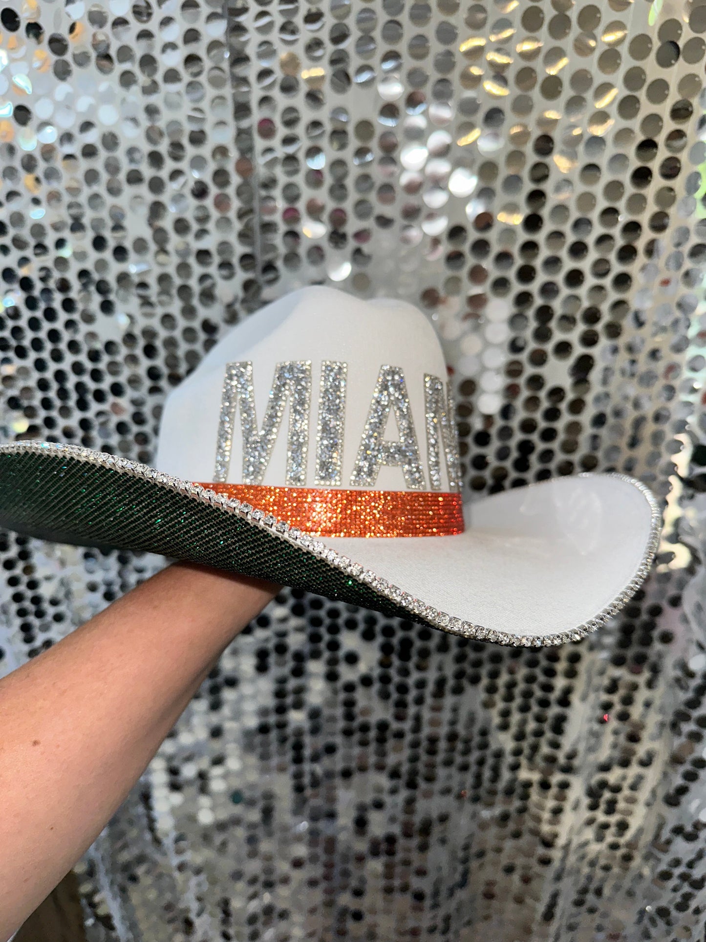 University of Miami Rhinestone Straw Hat Rhinestone Cowgirl