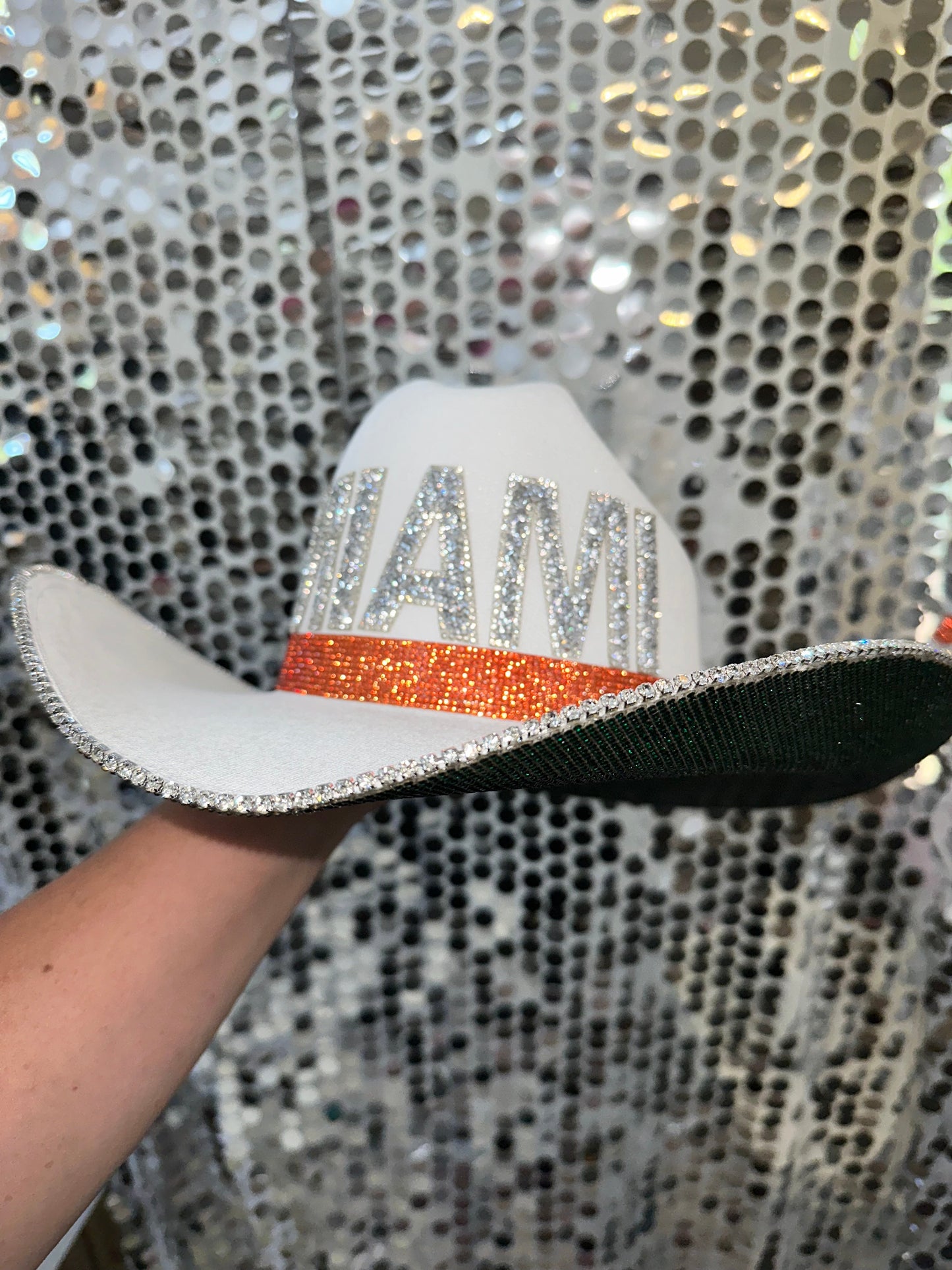 University of Miami Rhinestone Straw Hat Rhinestone Cowgirl