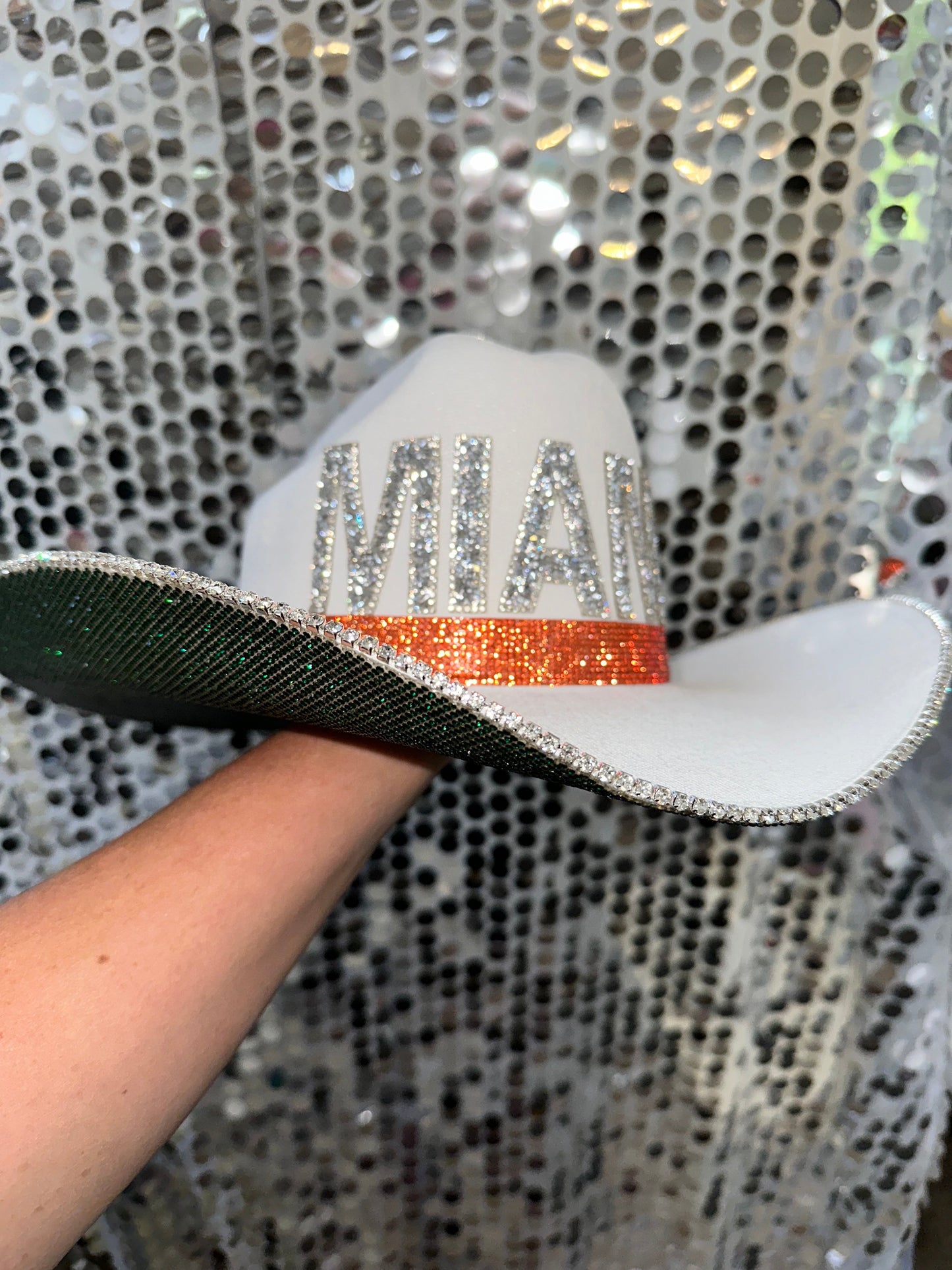 University of Miami Rhinestone Straw Hat Rhinestone Cowgirl
