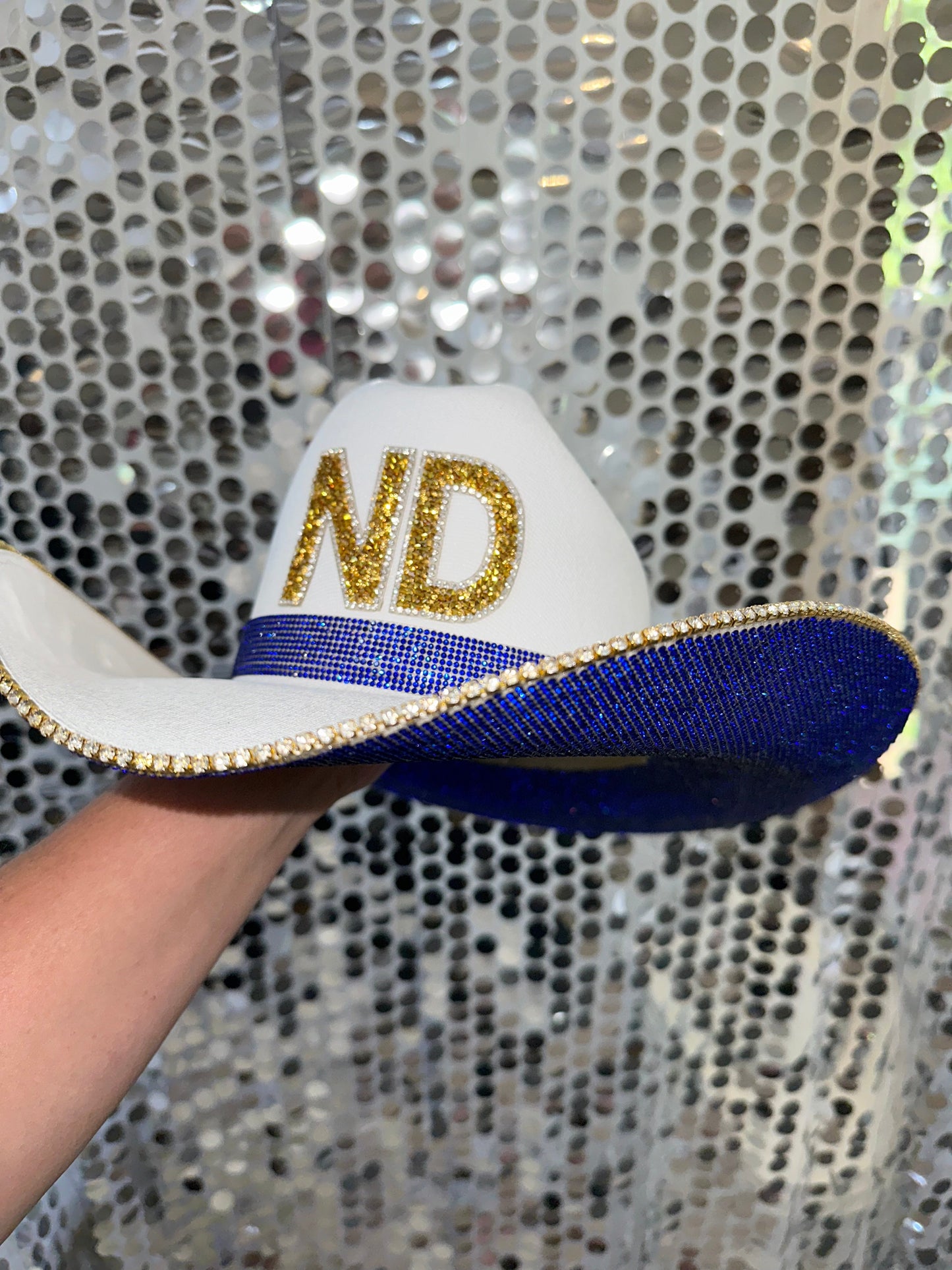 Notre Dame Blue Rhinestone Straw Hat Rhinestone Cowgirl