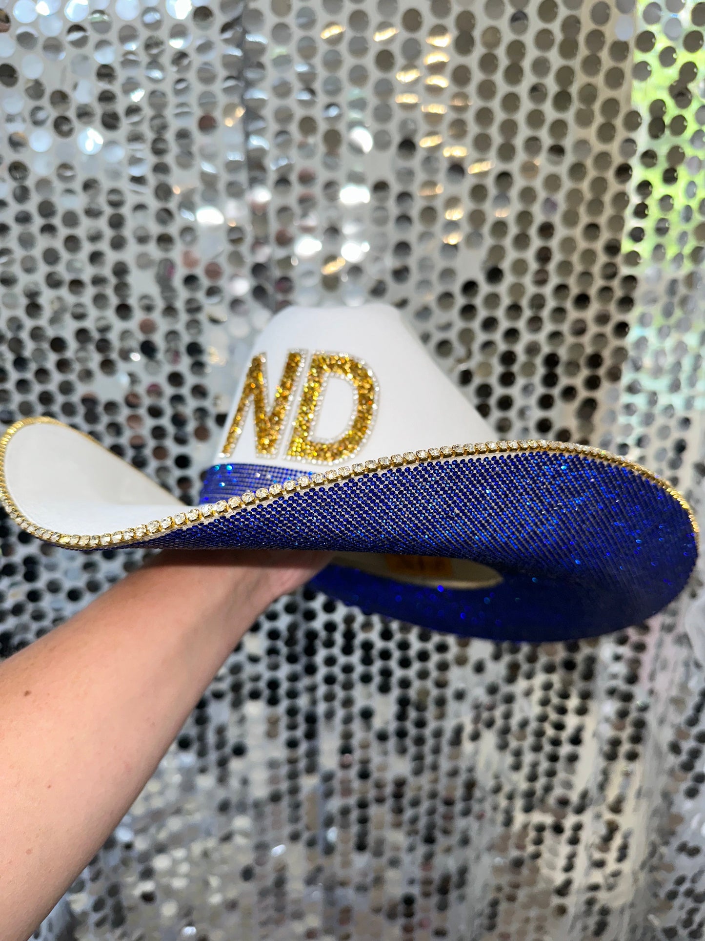 Notre Dame Blue Rhinestone Straw Hat Rhinestone Cowgirl