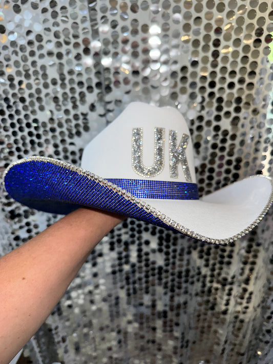 University of Kentucky Rhinestone Blue Straw Hat Rhinestone Cowgirl