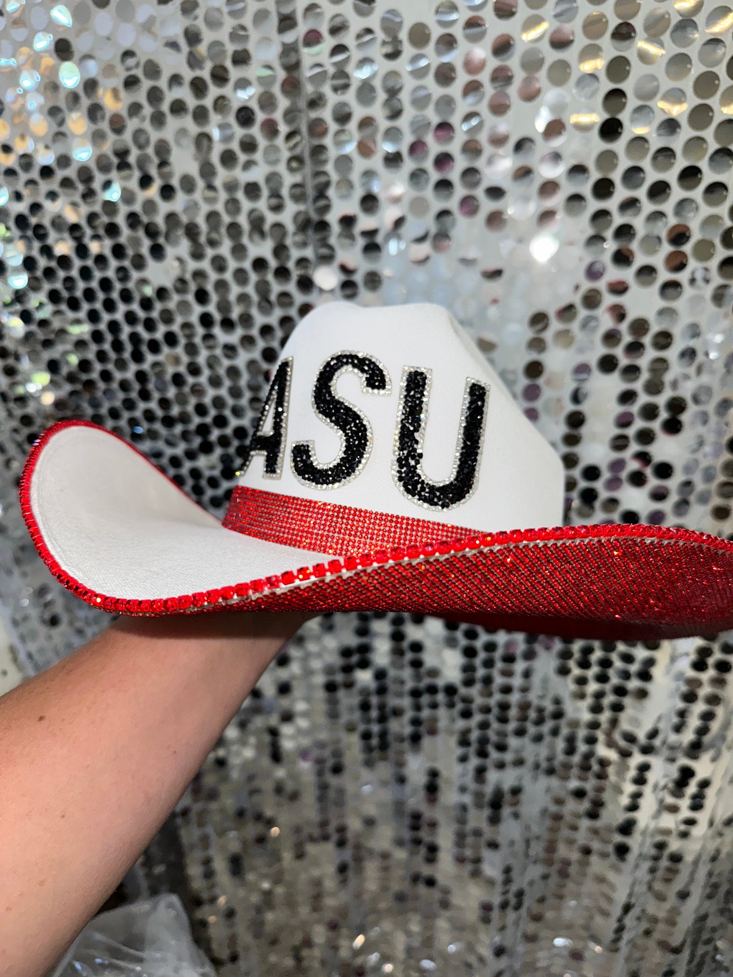Red Rhinestone Arkansas State University Hat