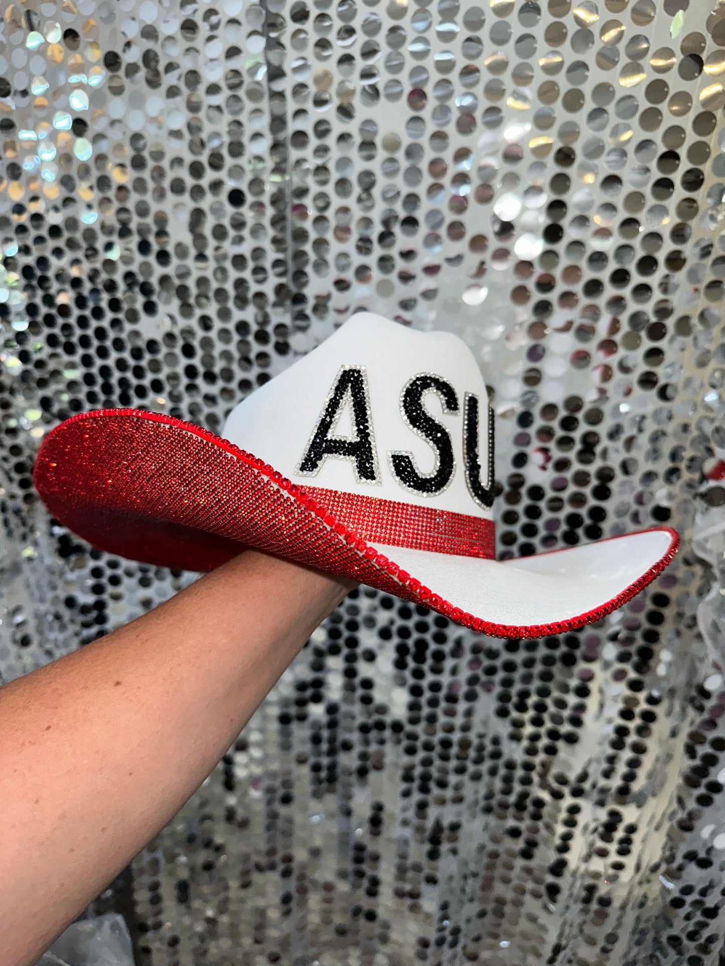 Red Rhinestone Arkansas State University Hat