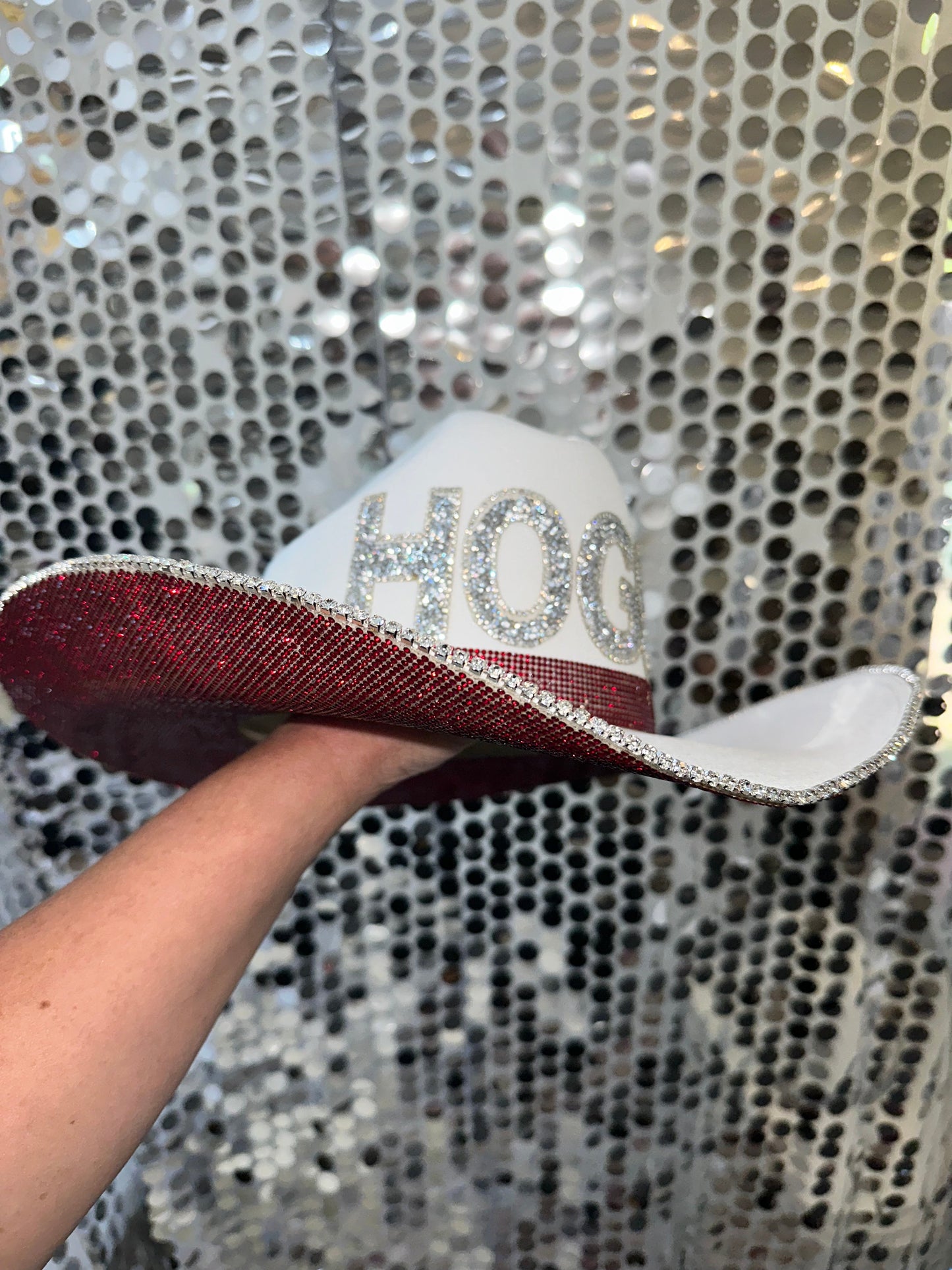 University of Arkansas Rhinestone White Straw Hat