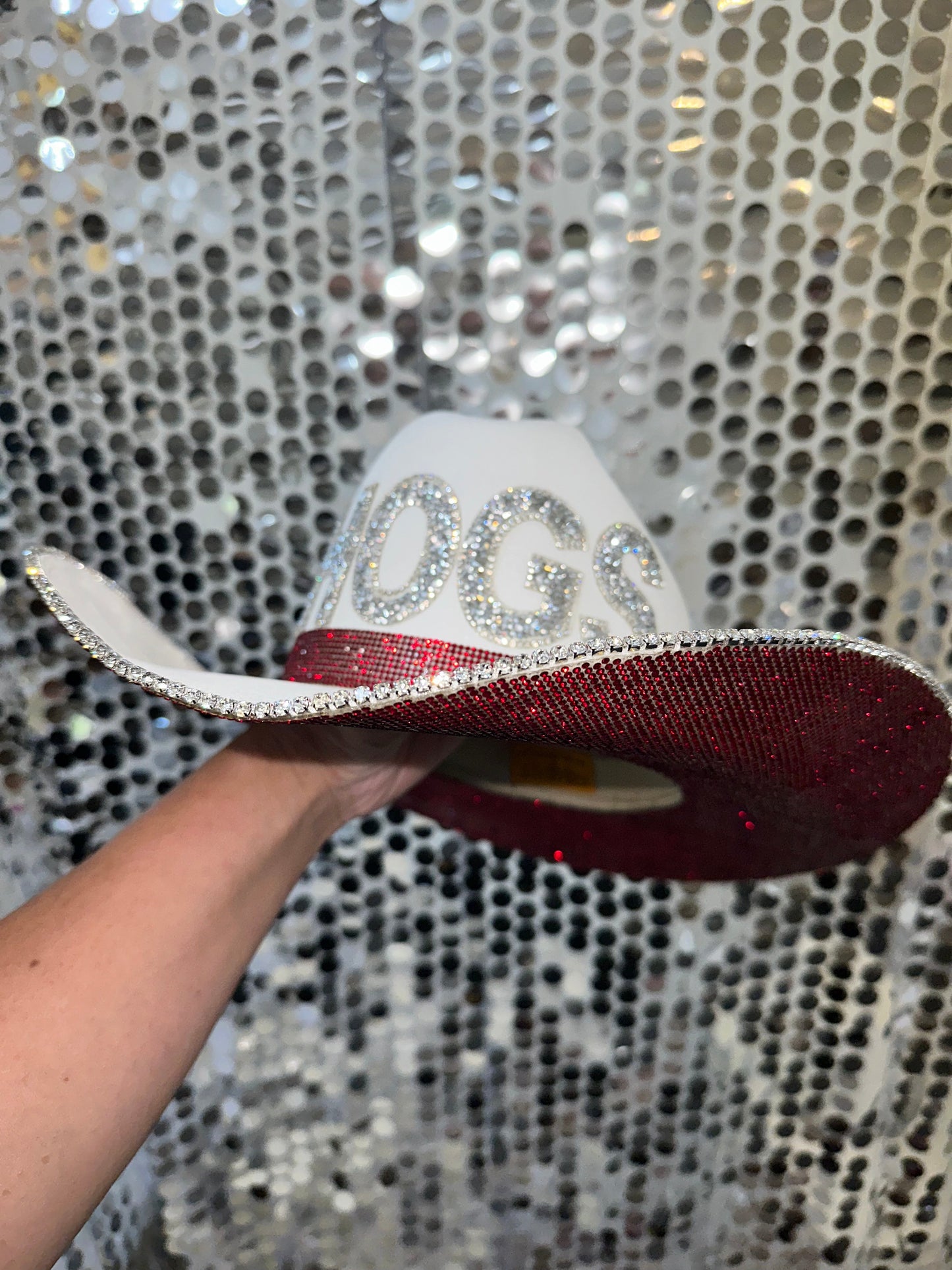 University of Arkansas Rhinestone White Straw Hat