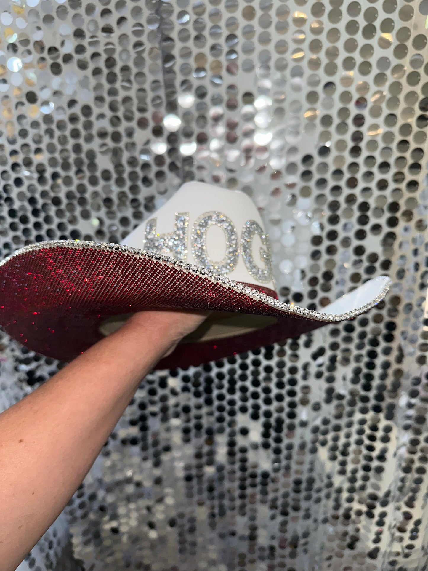 University of Arkansas Rhinestone White Straw Hat