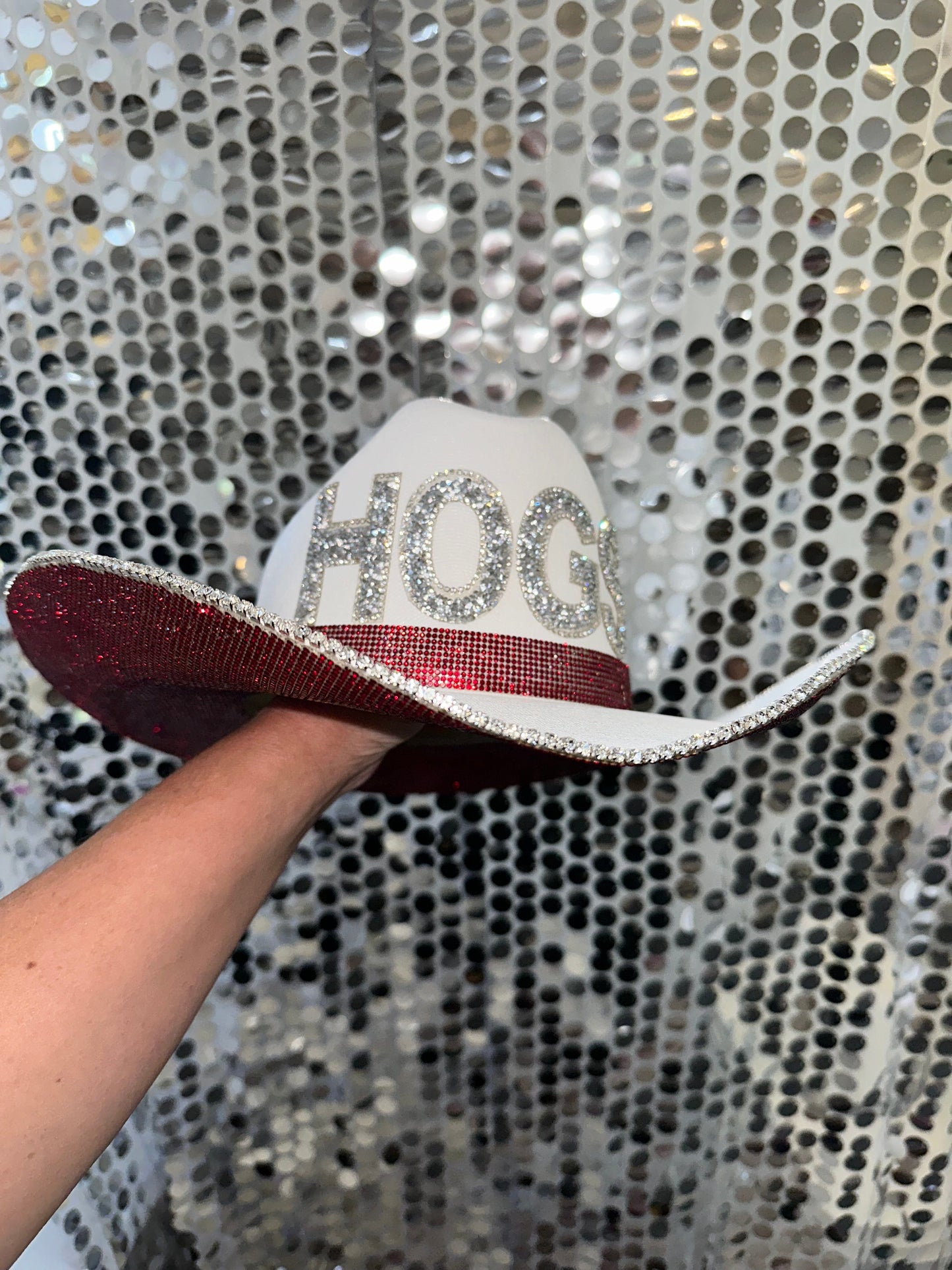 University of Arkansas Rhinestone White Straw Hat