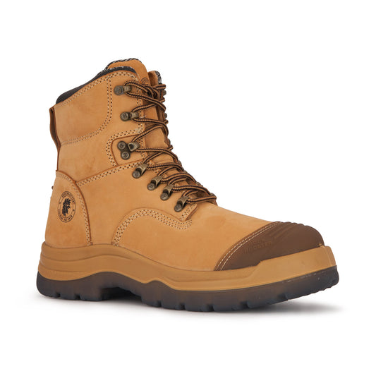 Kimberly Tan 7 inch Zip-sided Steel Toe Leather Work Boots ROCKROOSTER