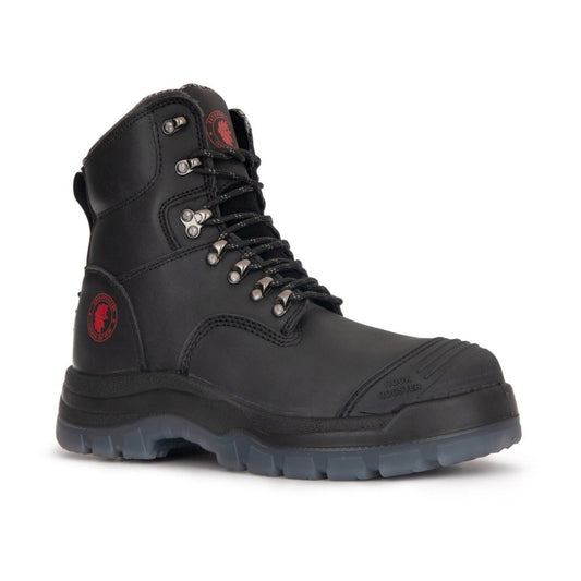 Kensington Black 7 inch Zip-sided Steel Toe Leather Work Boots ROCKROOSTER