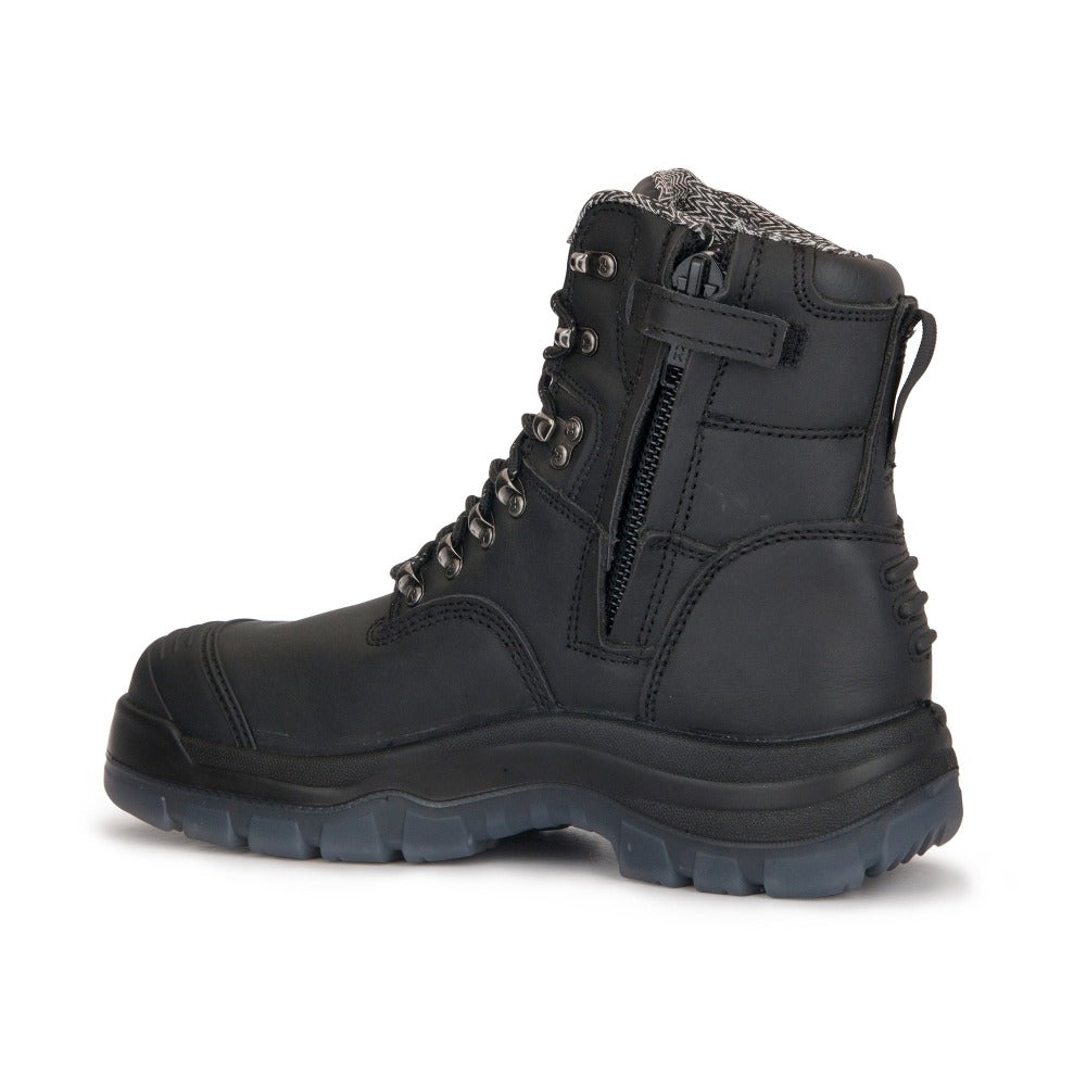 Kensington Black 7 inch Zip-sided Steel Toe Leather Work Boots ROCKROOSTER