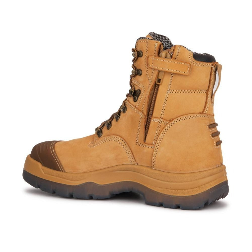 Kimberly Tan 7 inch Zip-sided Steel Toe Leather Work Boots ROCKROOSTER