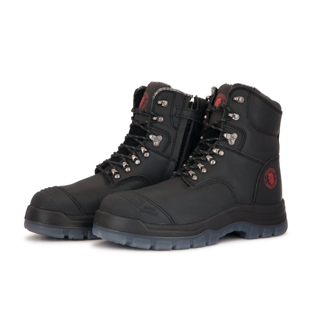 Kensington Black 7 inch Zip-sided Steel Toe Leather Work Boots ROCKROOSTER