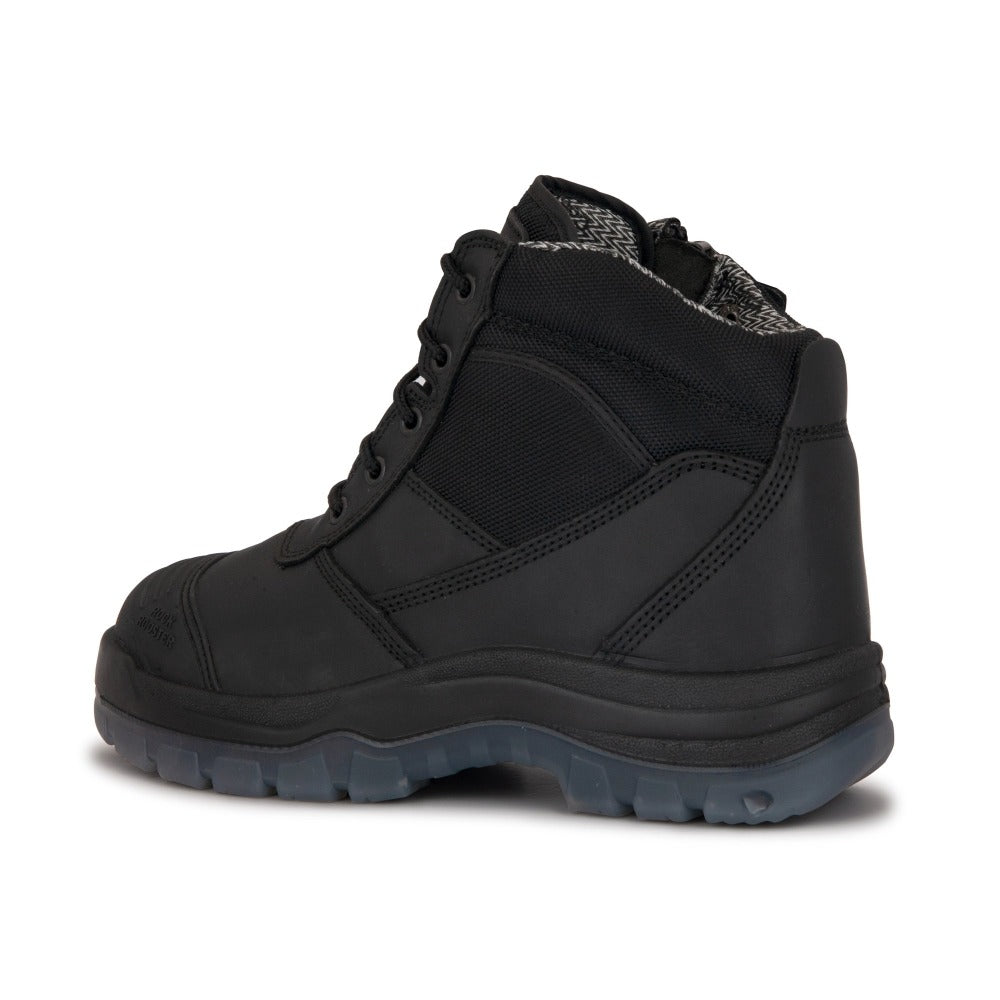 Crisson Black 6 inch Zip sided Steel Toe Leather Work Boots ROCKROOSTER